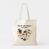 Spooky Black and Orange Halloween Trick oder Behan Tragetasche (Rückseite)