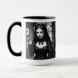 Spooky Black and White Gothic Girl Tasse
