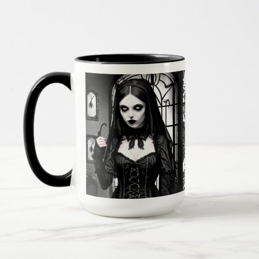 Spooky Black and White Gothic Girl Tasse (Links)