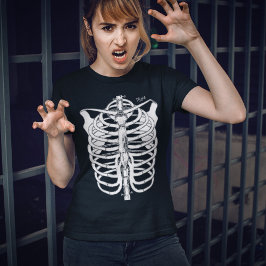 Spooky Black and White Skeleton Halloween T-Shirt