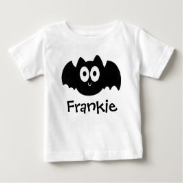 Spooky Black Bat Halloween Personalisierter Name Baby T-shirt