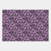 Spooky Black Bat Muster auf grungy Lila Geschenkpapier Set (Vorderseite 2)