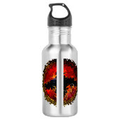 Spooky Black Bat Red Flames Trinkflasche (Rückseite)