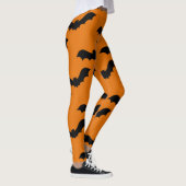Spooky Black Bats Muster Halloween Orange Leggings (Rechts)