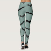 Spooky Black Bats Pattern Halloween Leggings (Rückseite)