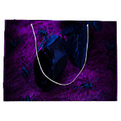 Spooky Black Blue Rose, Black Spiders, Lila, ZSG Große Geschenktüte (Rückseite)