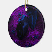 Spooky Black Blue Rose, Black Spiders, Lila, ZSG Keramikornament (Links)