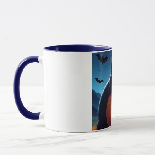 Spooky Black Cat auf KürbisHalloween-Tasse Tasse (Links)