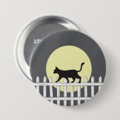 Spooky Black Cat auf Picketzaun Button (Vorne & Hinten)