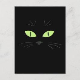 Spooky Black Cat Face Happy Halloween Postcard Postkarte