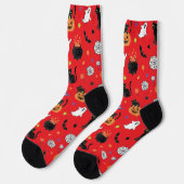 Spooky Black Cat & Ghost Halloween Pattern Socks Socken (Linkes Detail)