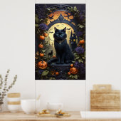 Spooky Black Cat Gothic Halloween Poster (Küche)