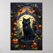 Spooky Black Cat Gothic Halloween Poster (Vorne)