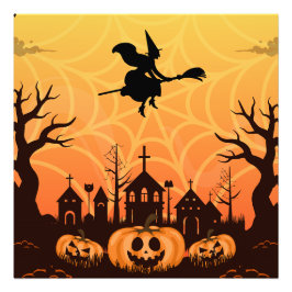 Spooky Black Cat Halloween Design - Modernes Minim Fotodruck