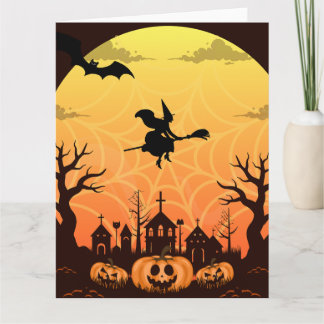 Spooky Black Cat Halloween Design - Modernes Minim Karte