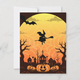 Spooky Black Cat Halloween Design - Modernes Minim Postkarte