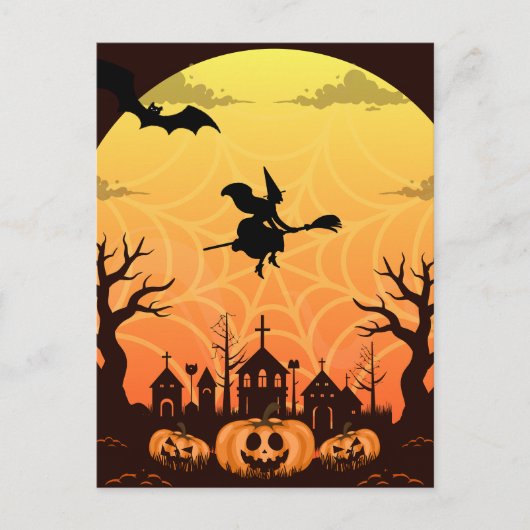 Spooky Black Cat Halloween Design - Modernes Minim Postkarte (Vorderseite)