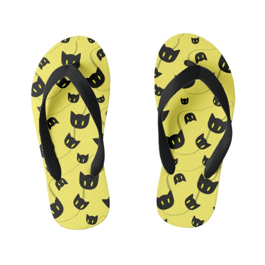 Spooky Black Cat Halloween Kid's Flip Flops Kinderbadesandalen (Fußbett)