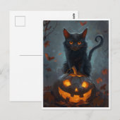 Spooky Black Cat Halloween Kunstdrucke und Geschen Postkarte (Vorne/Hinten)