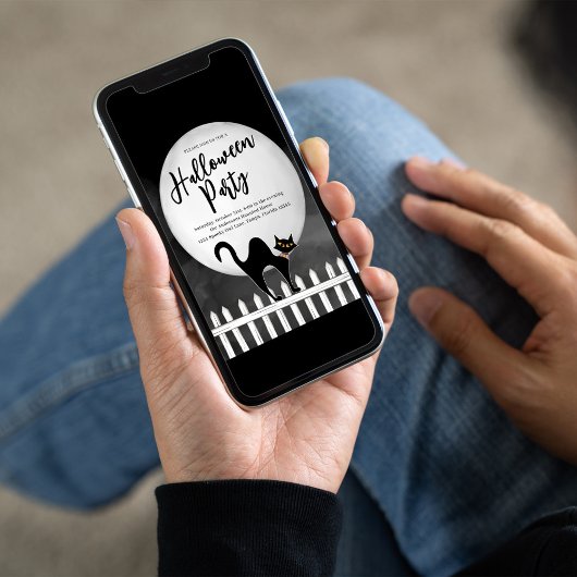 Spooky Black Cat Halloween-Party Custom Einladung