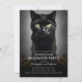 Spooky Black Cat Halloween-Party Einladung (Vorderseite)