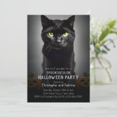 Spooky Black Cat Halloween-Party Einladung (Stehend Vorderseite)