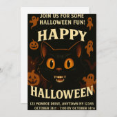 Spooky Black Cat Halloween-Party Einladung (Vorne/Hinten)