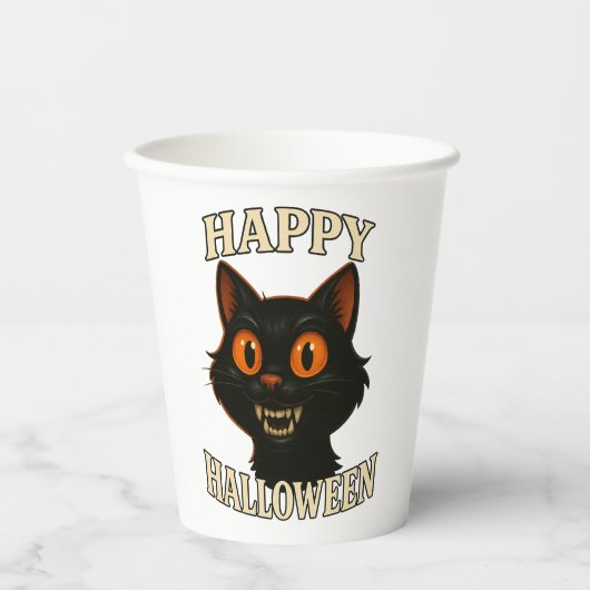 Spooky Black Cat Halloween-Party Pappbecher (Vorderseite)