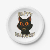 Spooky Black Cat Halloween-Party Pappteller (Vorderseite)