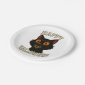 Spooky Black Cat Halloween-Party Pappteller (Schrägansicht)
