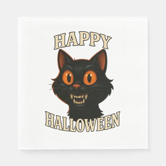 Spooky Black Cat Halloween-Party Serviette (Vorderseite)