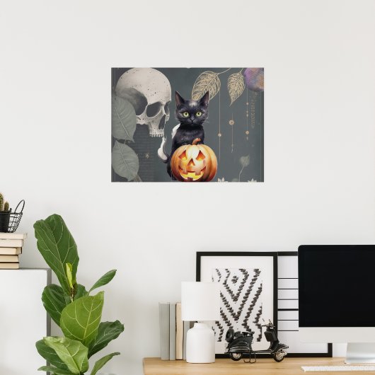 Spooky Black Cat Halloween Poster (Heimbüro)