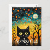 Spooky Black Cat Halloween Postkarte (Vorne/Hinten)
