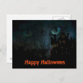 Spooky Black Cat Halloween Postkarte (Vorne/Hinten)