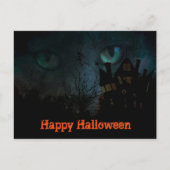 Spooky Black Cat Halloween Postkarte (Vorderseite)