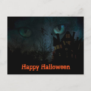 Spooky Black Cat Halloween Postkarte