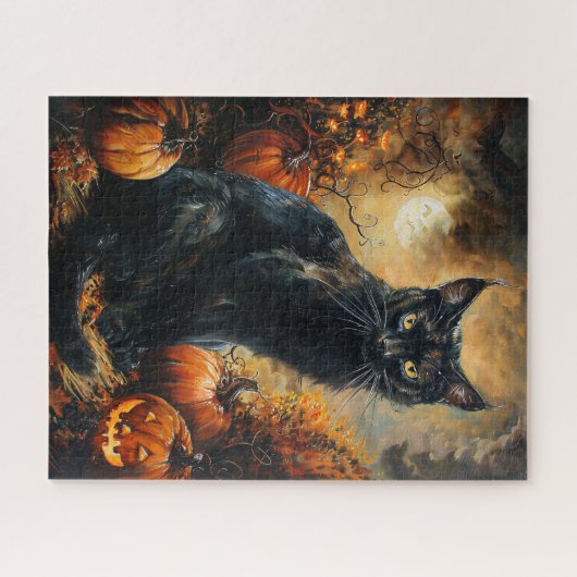Spooky Black Cat Halloween Puzzle (Horizontal)