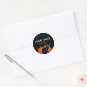 Spooky Black Cat Halloween Runder Aufkleber (Umschlag)