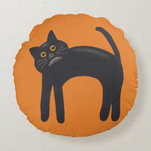 Spooky Black Cat   Halloween Sie anpassen Rundes Kissen