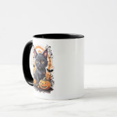 Spooky Black Cat Halloween-Tasse Tasse (Vorderseite Links)