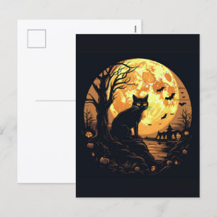 Spooky Black Cat Halloween Wallpaper - 2025 Nacht! Feiertagspostkarte