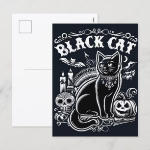 Spooky Black Cat Halloween Wallpaper - 2025 Nacht! Feiertagspostkarte