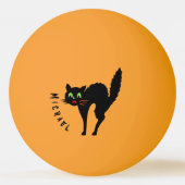 Spooky Black Cat Individuelle Name Orange Fun Part Tischtennisball (Vorderseite)