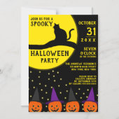 Spooky Black Cat Jack O'lantern Halloween-Party Magneteinladung (Vorderseite)