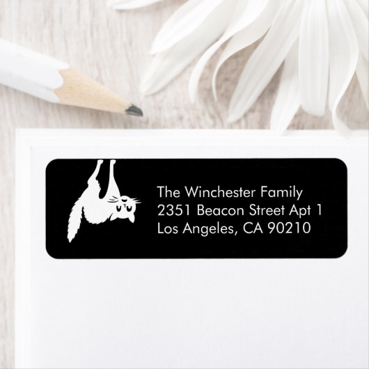 Spooky Black Cat lustige Halloween-Rücksendeadress (Insitu)