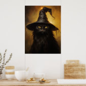 Spooky Black Cat mit Hexenhut Poster (Küche)