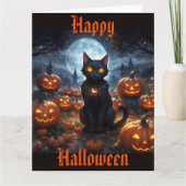 Spooky Black Cat mit Jack O'Lanterns Karte (Vorderseite)