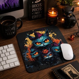 Spooky Black Cat Mousepad