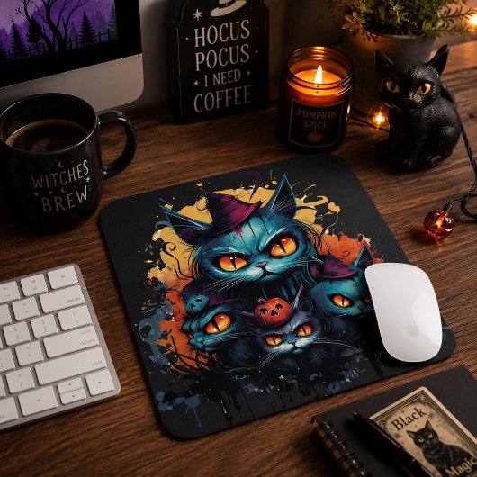 Spooky Black Cat Mousepad