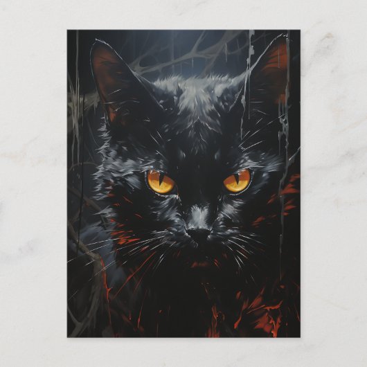 Spooky Black Cat Postkarte (Vorderseite)